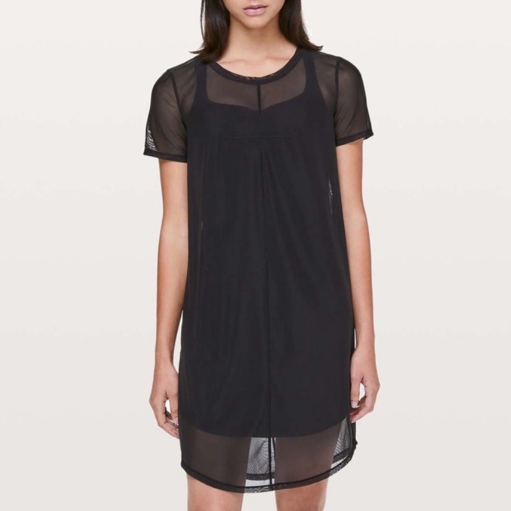 New Lululemon Ready to Reach Black Mesh Dress